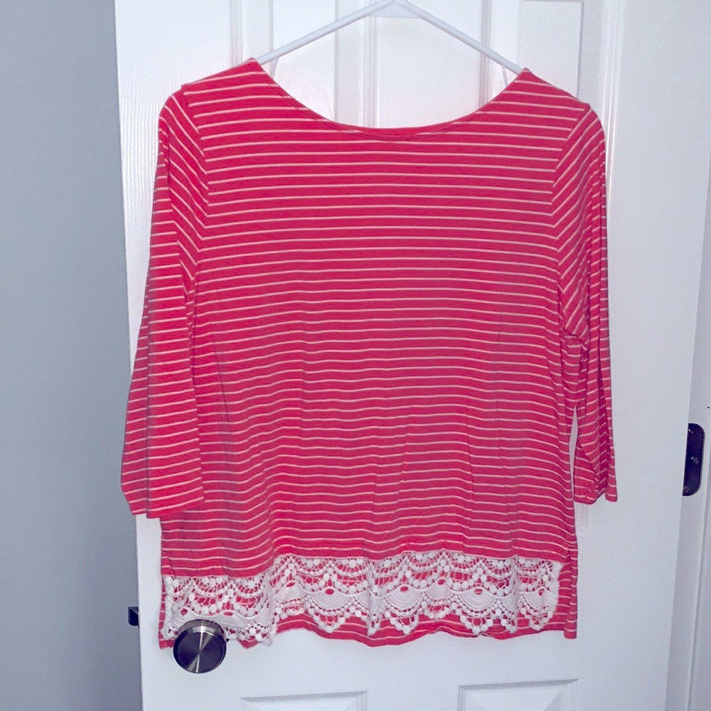 Pink/coral 3/4 length sleeve top